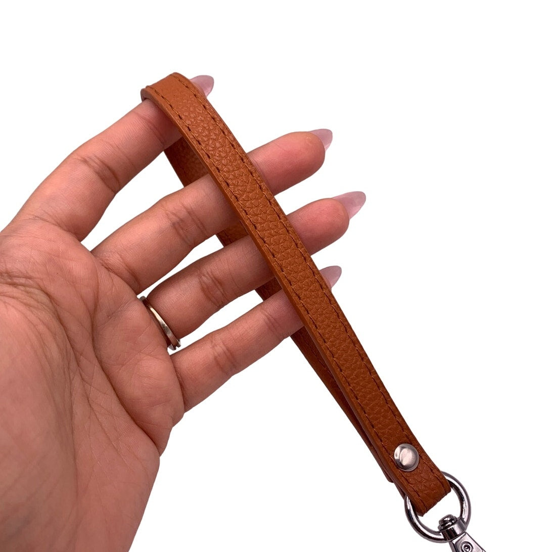 Earthy and Silver Wrist Strap Bag Strap 20CM PU Leather Handles