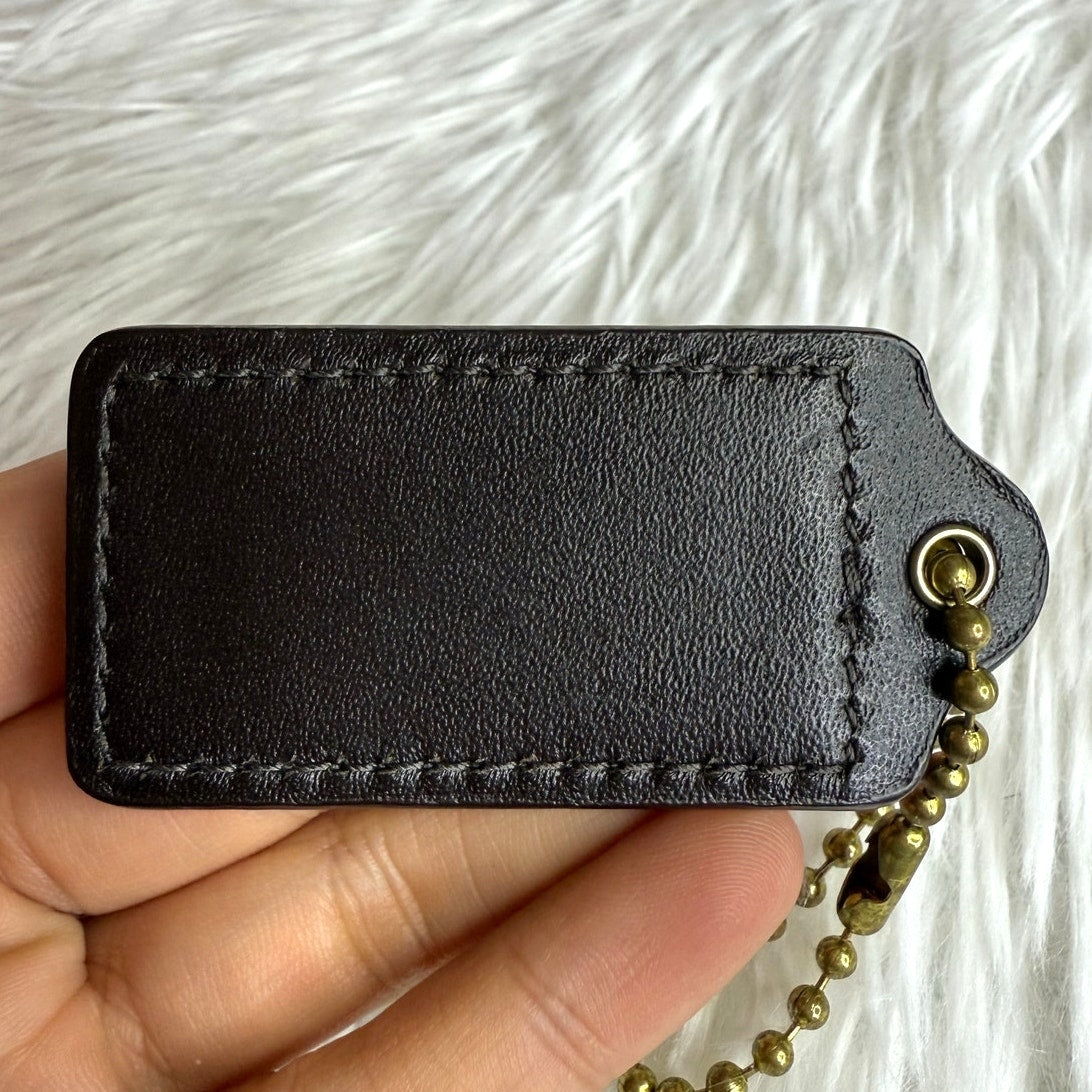 2" y2k COACH Dark Brown Fob Bag Charm Hang tag Hangtag