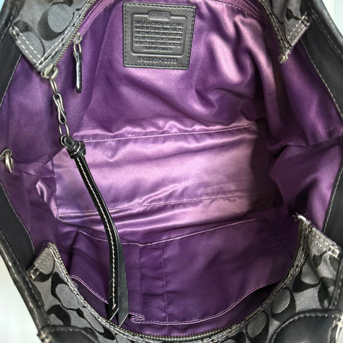 y2k Coach Patchwork Tote Shoulder Handbag Purse Grey Silver Black 12899