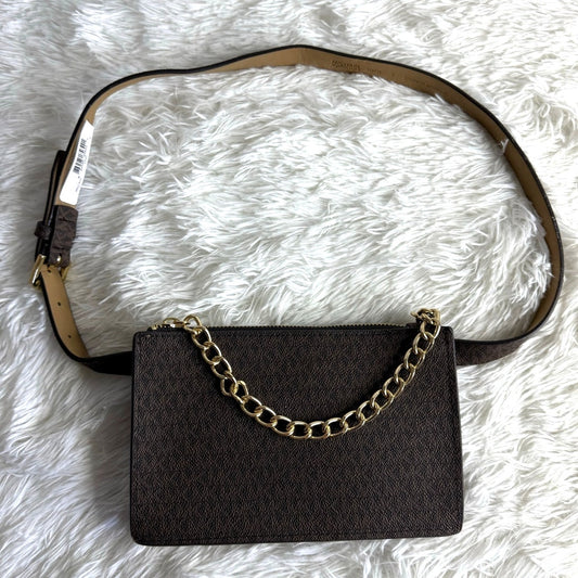 MICHAEL KORS Jet Set Brown Signature with Chain Belt Bag