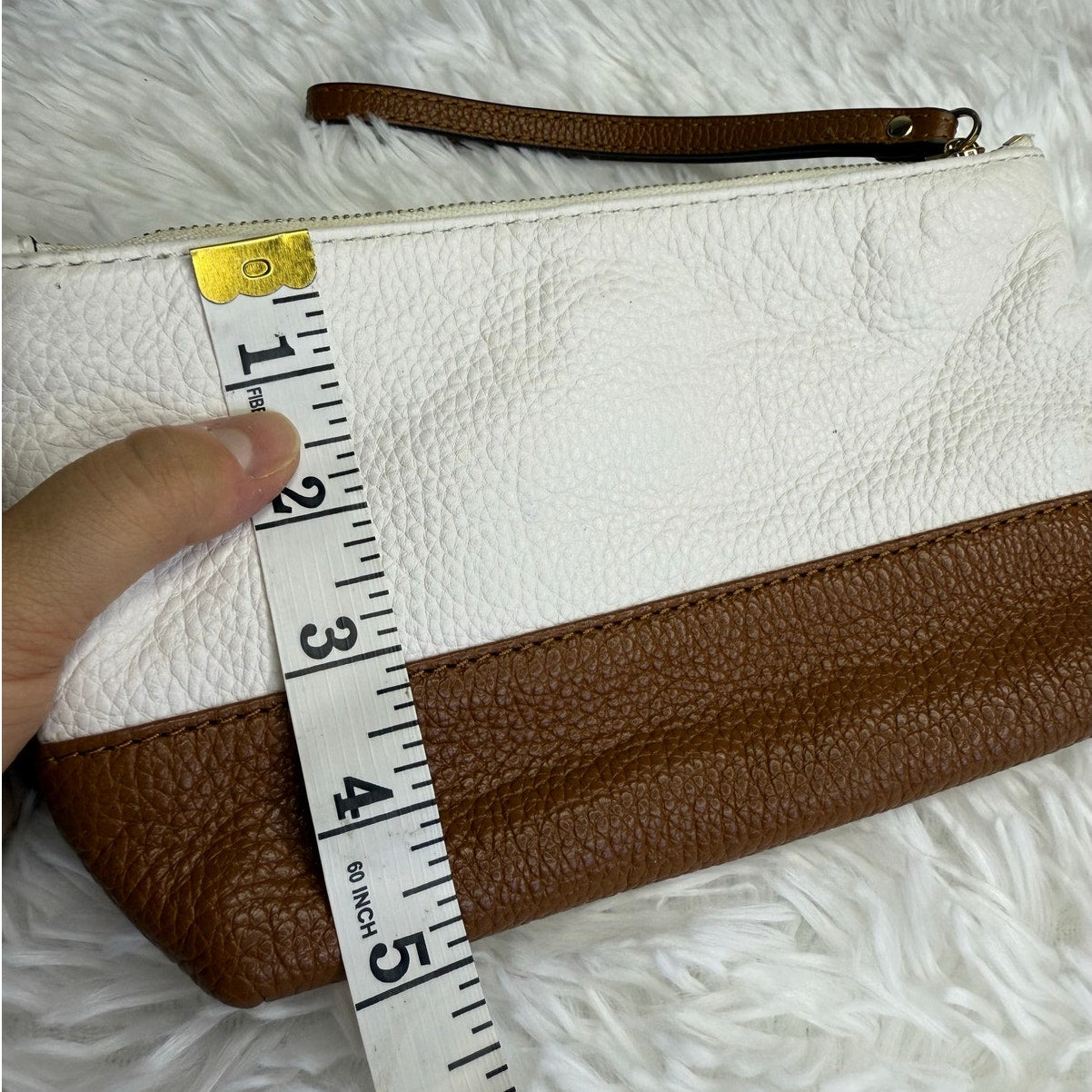 Michael Kors Brown White Cosmetic Case Pouch Wristlet