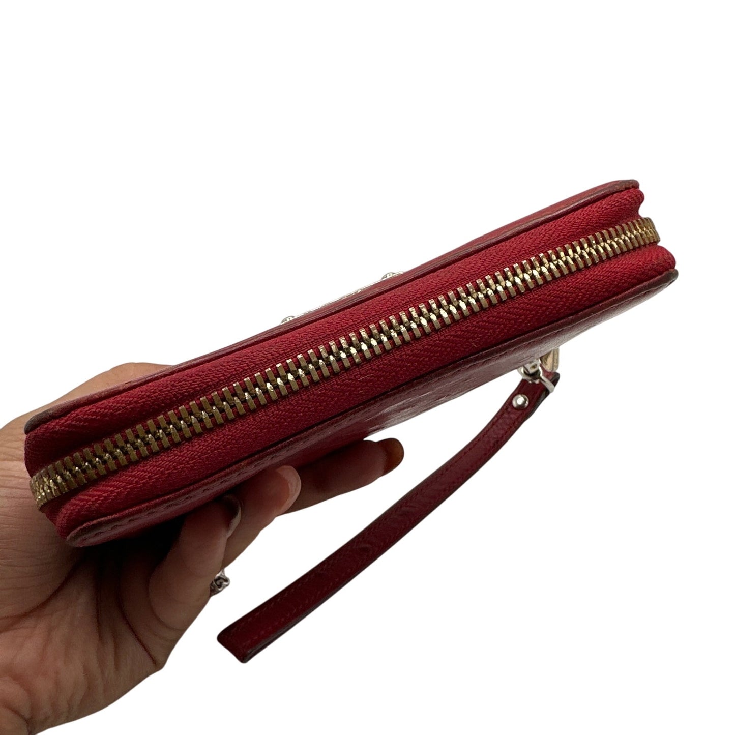 MICHAEL KORS est 1981 Red Ostrich Zip Around Small Wallet