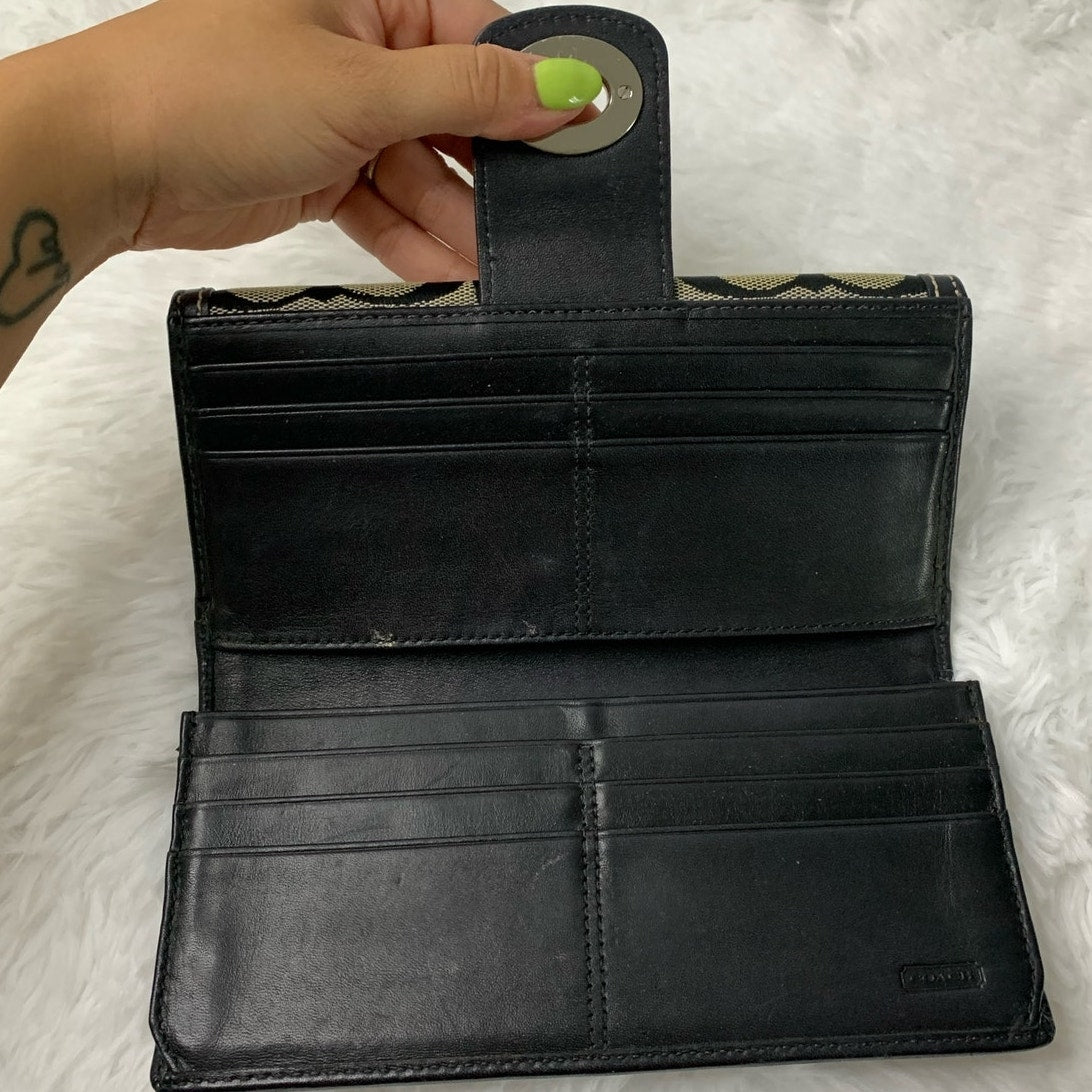 y2k Coach Black Gray Turnlock Wallet