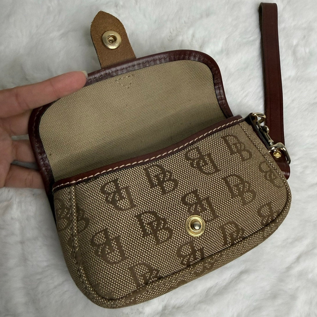 DOONEY & BOURKE Brown Signature Canvas Wristlet
