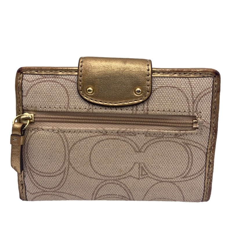 COACH Brown Gold Signature Canvas Wallet