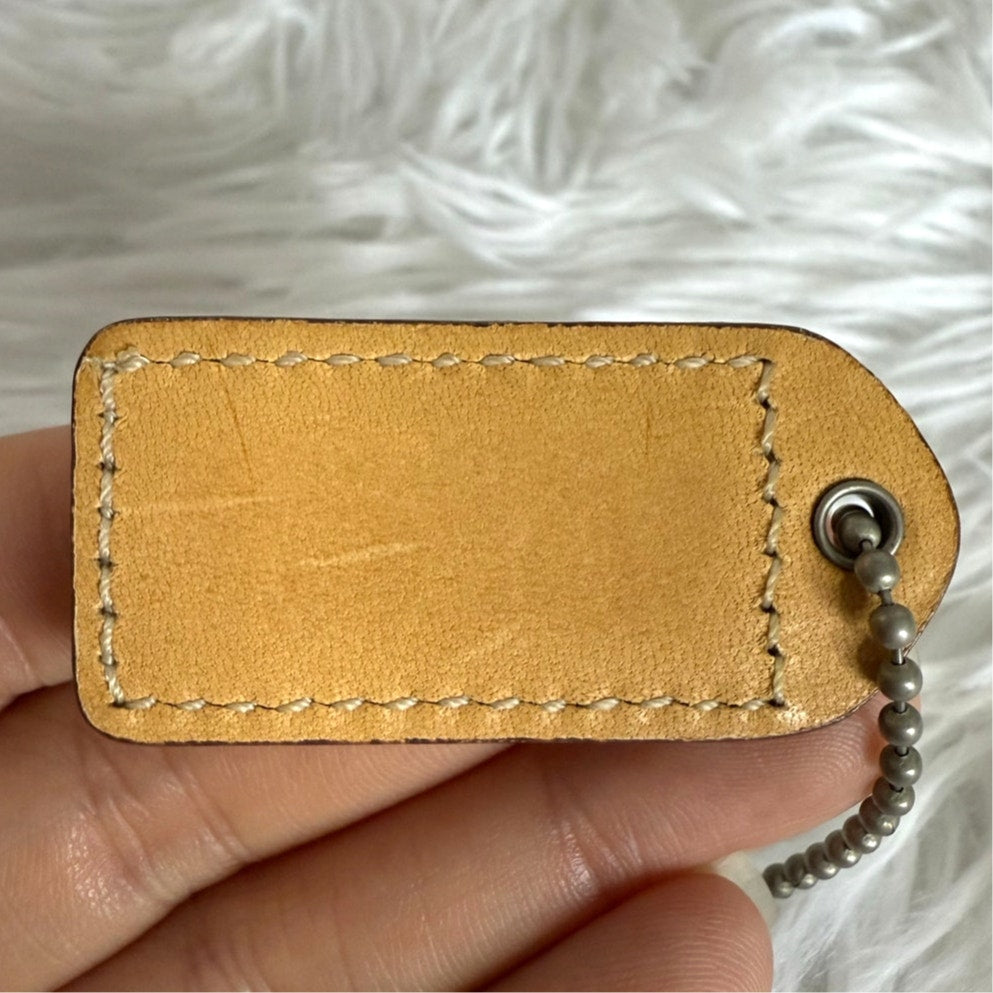 2" y2k COACH Vintage Khaki Tan Fob Bag Charm Hang tag Hangtag
