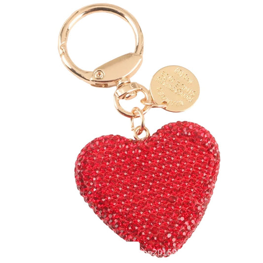 RED (1) Rhinestone Heart Keychain Couple Peach Crystal Handbag Purse charm