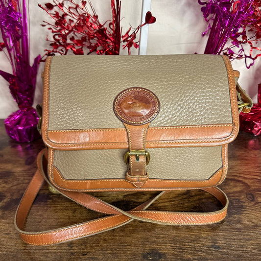 Vintage DOONEY & BOURKE Mushroom British Tan All Weather Leather Crossbody