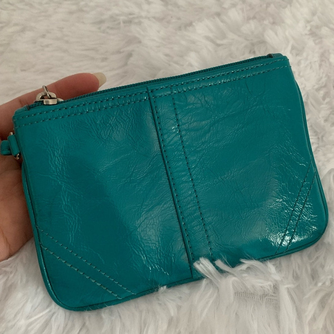 Coach Turquoise Patent Leather Wristlet