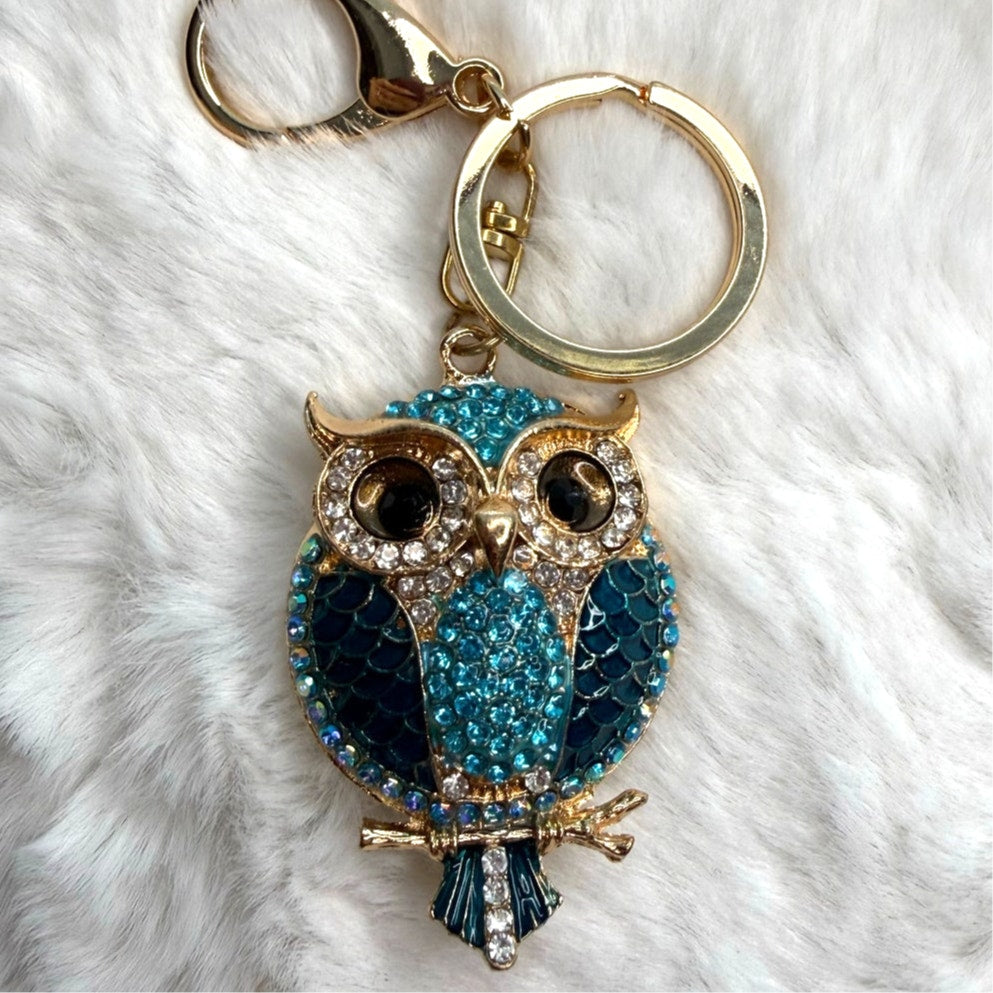 Cute Animal Owl Rhinestone Crystal Owl Keychain Fashion Charm Bag Charm