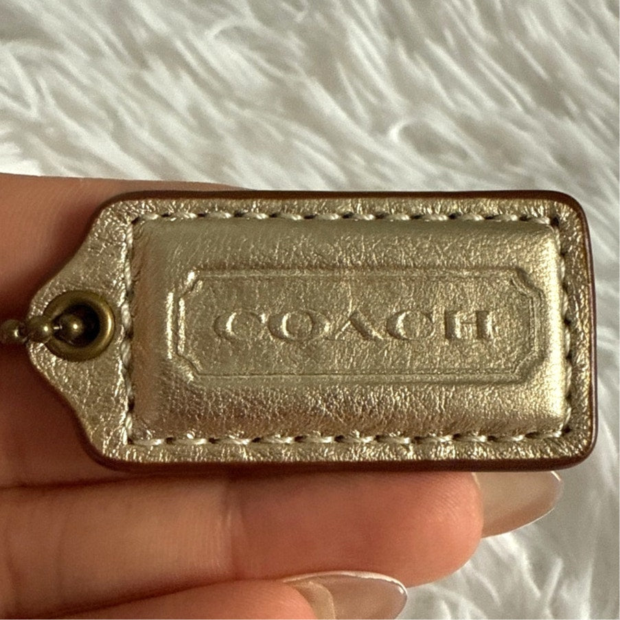 1.5" COACH Gold Fob Bag Charm Hang tag Hangtag