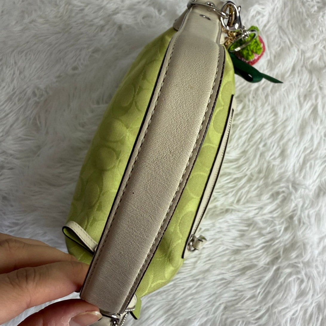 y2k Coach 2006 Vintage F06044 Lime Green Jacquard Shoulder Bag