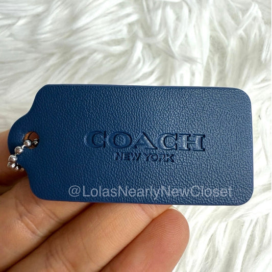 2" COACH BLUE Fob Bag Charm Hang tag Hangtag