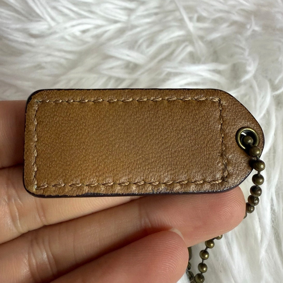 1.5" y2k COACH Brown Fob Bag Charm Hang tag Hangtag