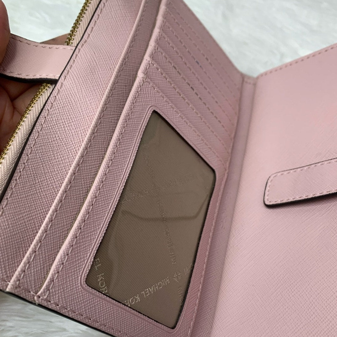 Michael Kors Pink Double Zipper Wristlet / Wallet with Phone Slot