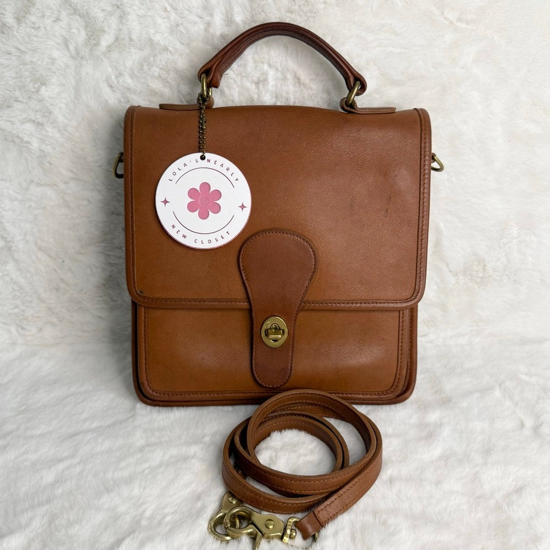 Vintage Coach 5130 Project Station British Tan Leather Crossbody Bag Purse
