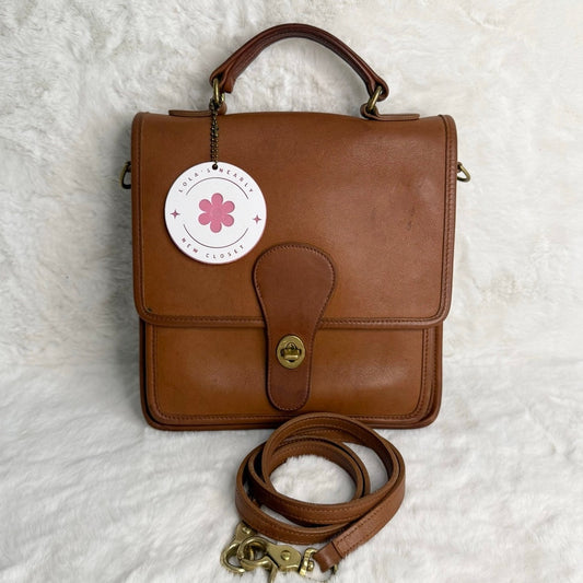 Vintage Coach 5130 Project Station British Tan Leather Crossbody Bag Purse