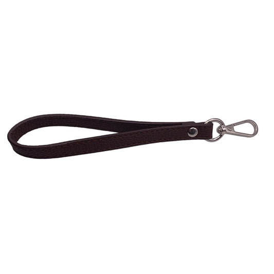 Brown and Silver Wrist Strap Purse Bag Strap 20CM PU Leather Handles