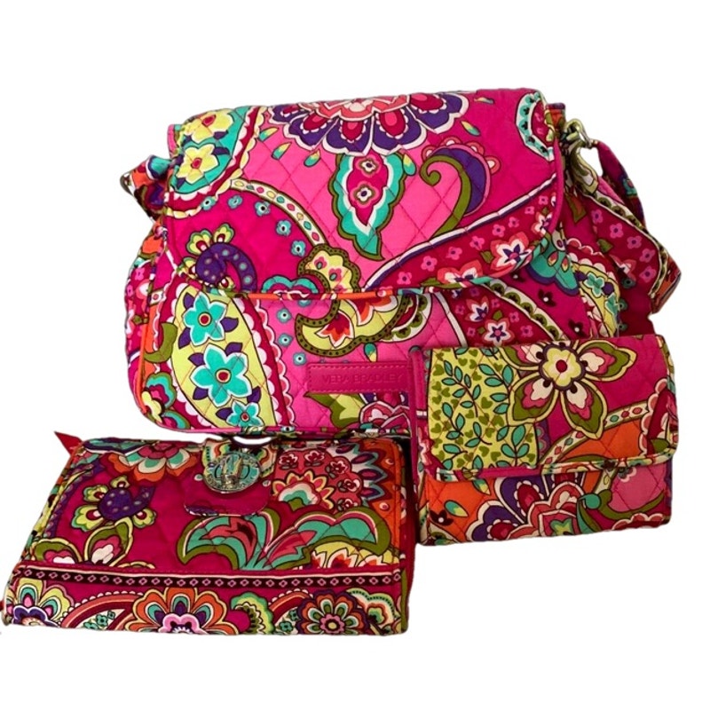 VERA BRADLEY Swirls Bundle set of 3 Crossbody, Full Wallet, & Small Wallet