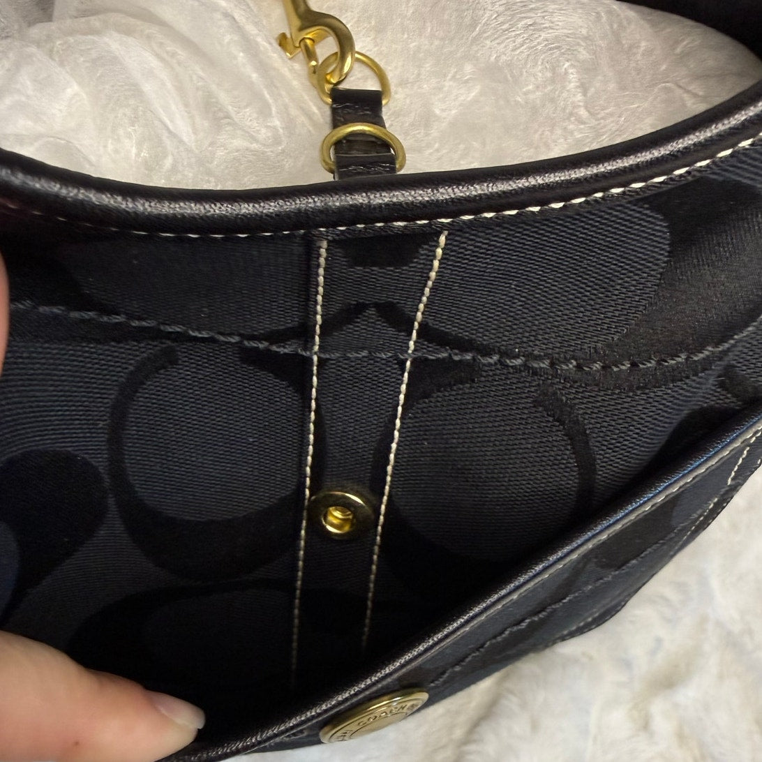 y2k COACH Black Signature 2007 Legacy Ergo Hobo Shoulder Bag