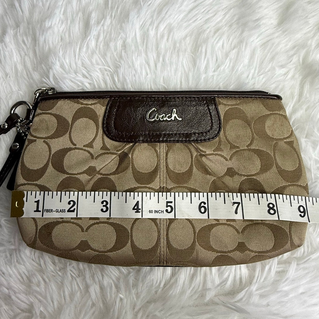 y2k COACH Brown Signature Canvas Wristlet