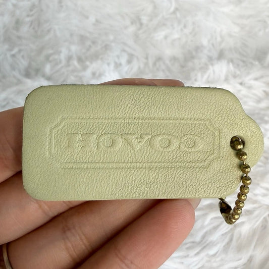 2" Vintage COACH Lime Double Sided Fob Bag Charm Hang tag Hangtag
