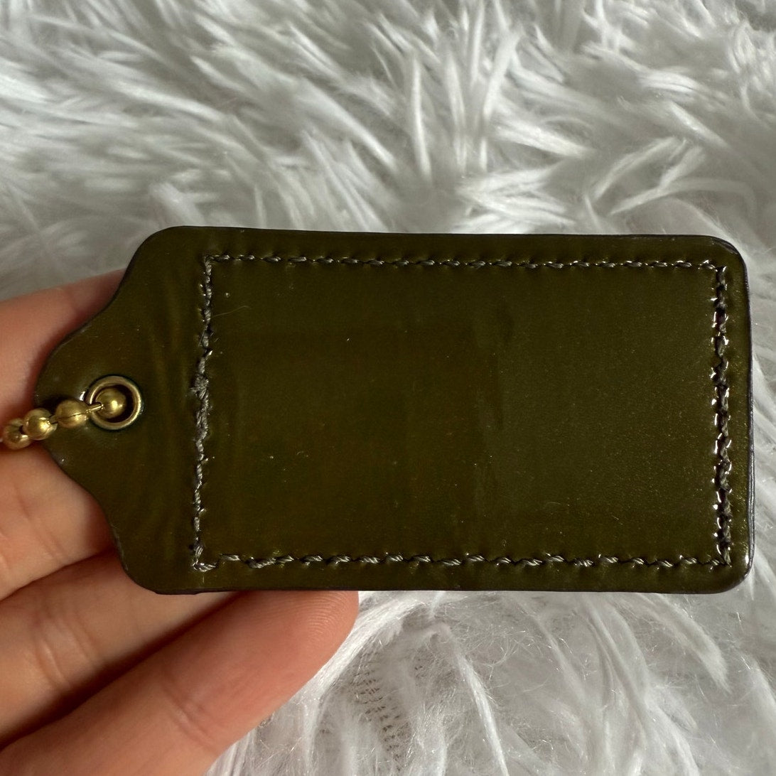 2.5" COACH Green Patent Leather Fob Bag Charm Hang tag Hangtag