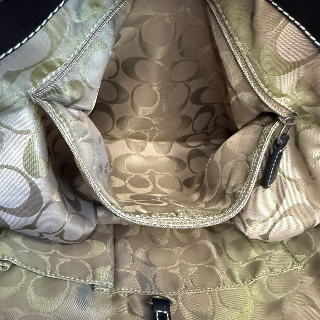 Vintage COACH y2k Black Natural Legacy Straw Tote Bag