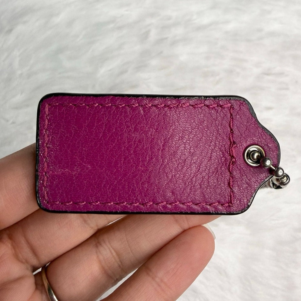 2" COACH Fuchsia Fob Bag Charm Hang tag Hangtag