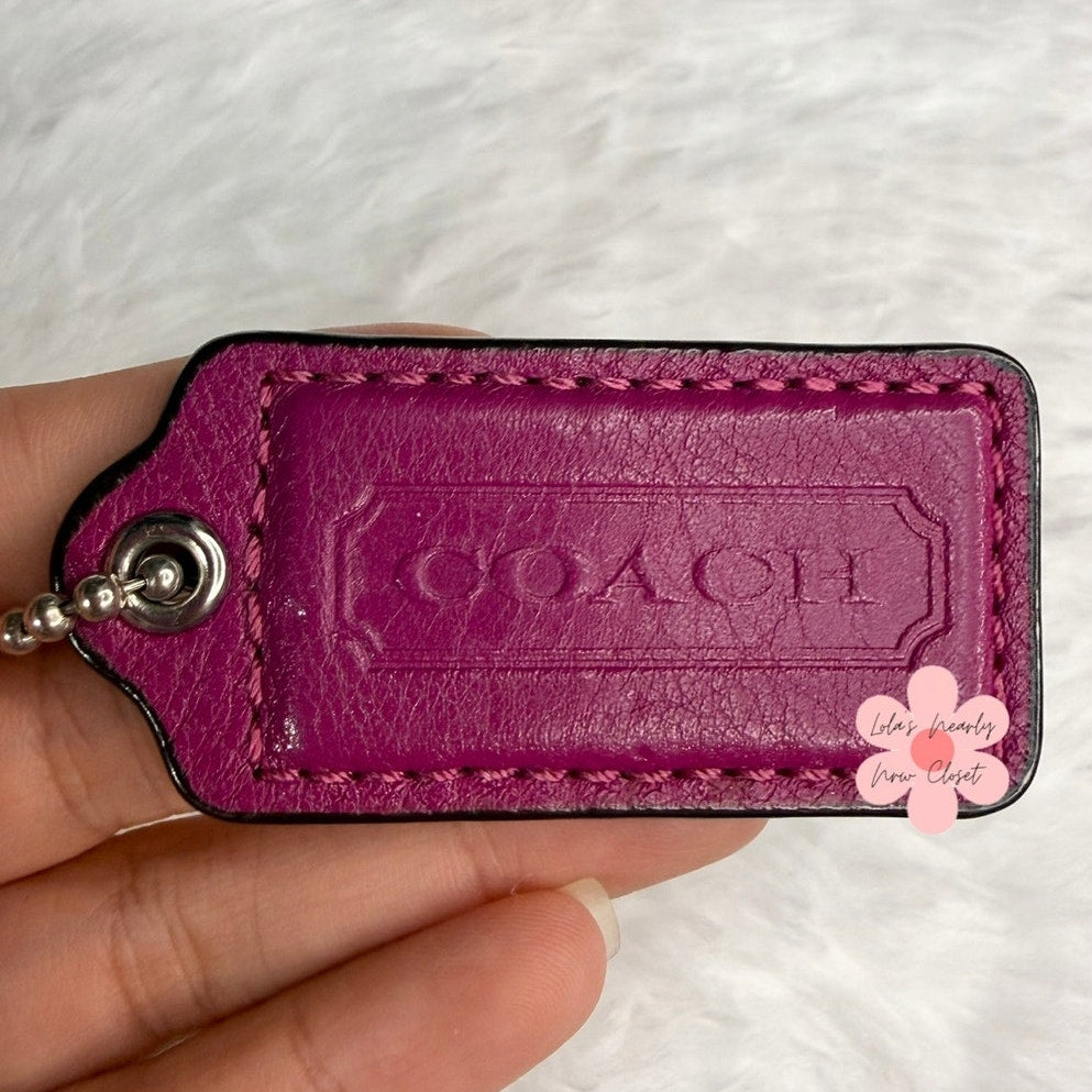 2" COACH Fuchsia Fob Bag Charm Hang tag Hangtag