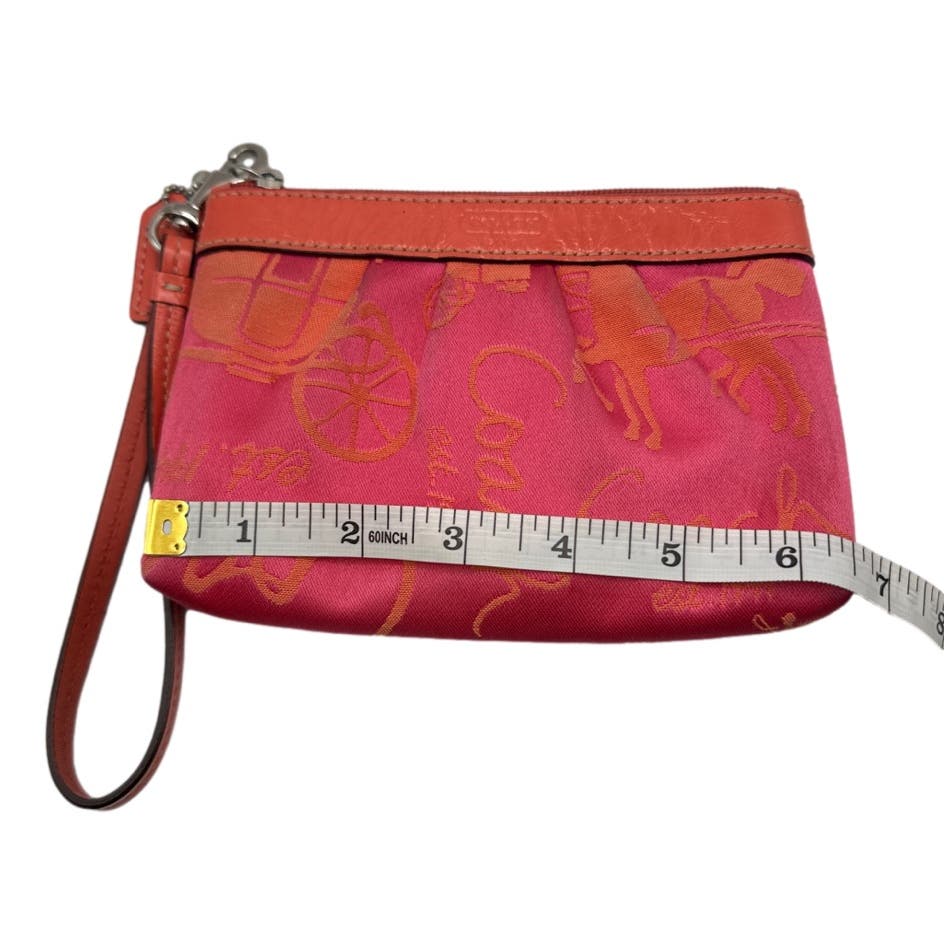 COACH Fuchsia Horse Carriage Canvas Wristlet