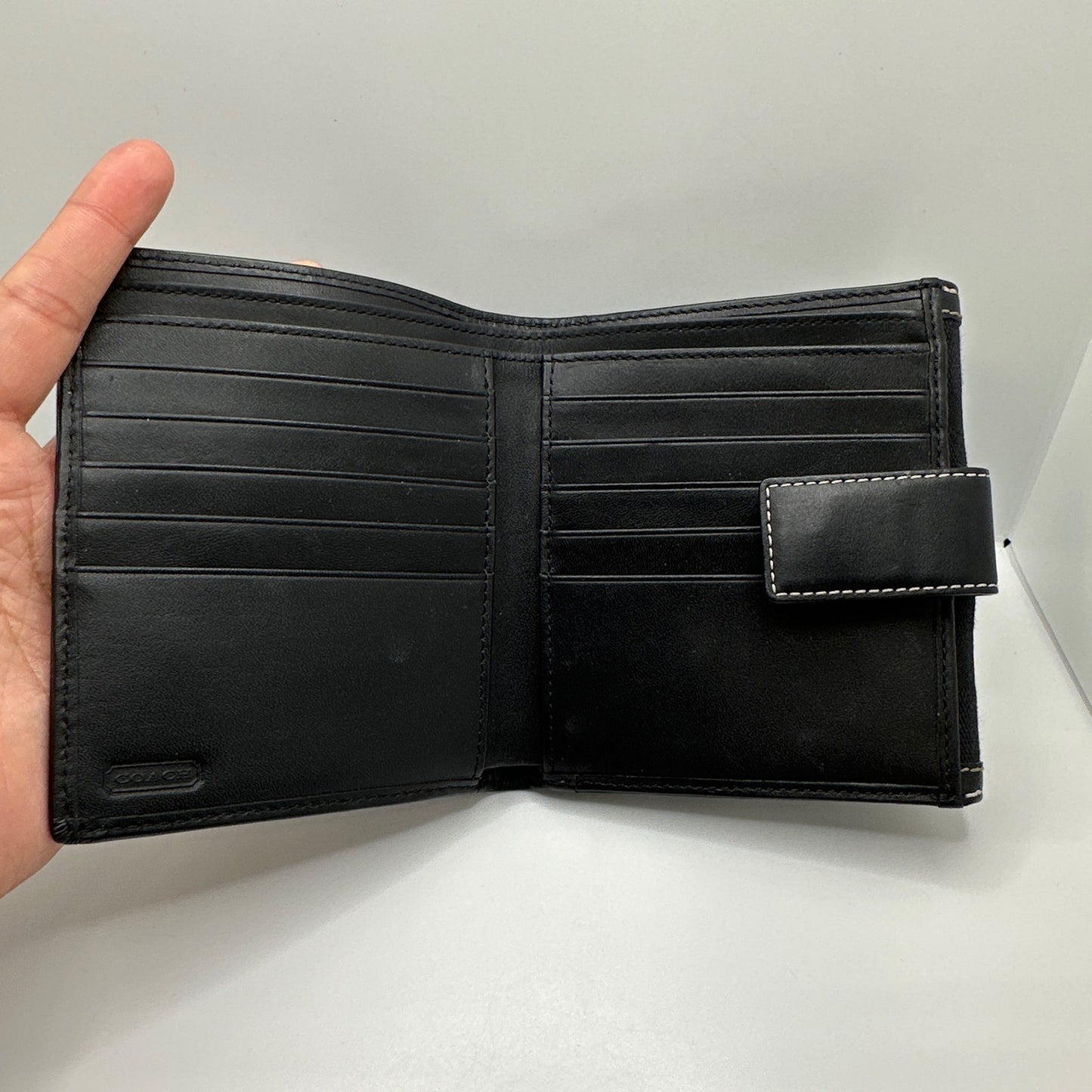 COACH Black Signature Canvas Hampton Small Wallet