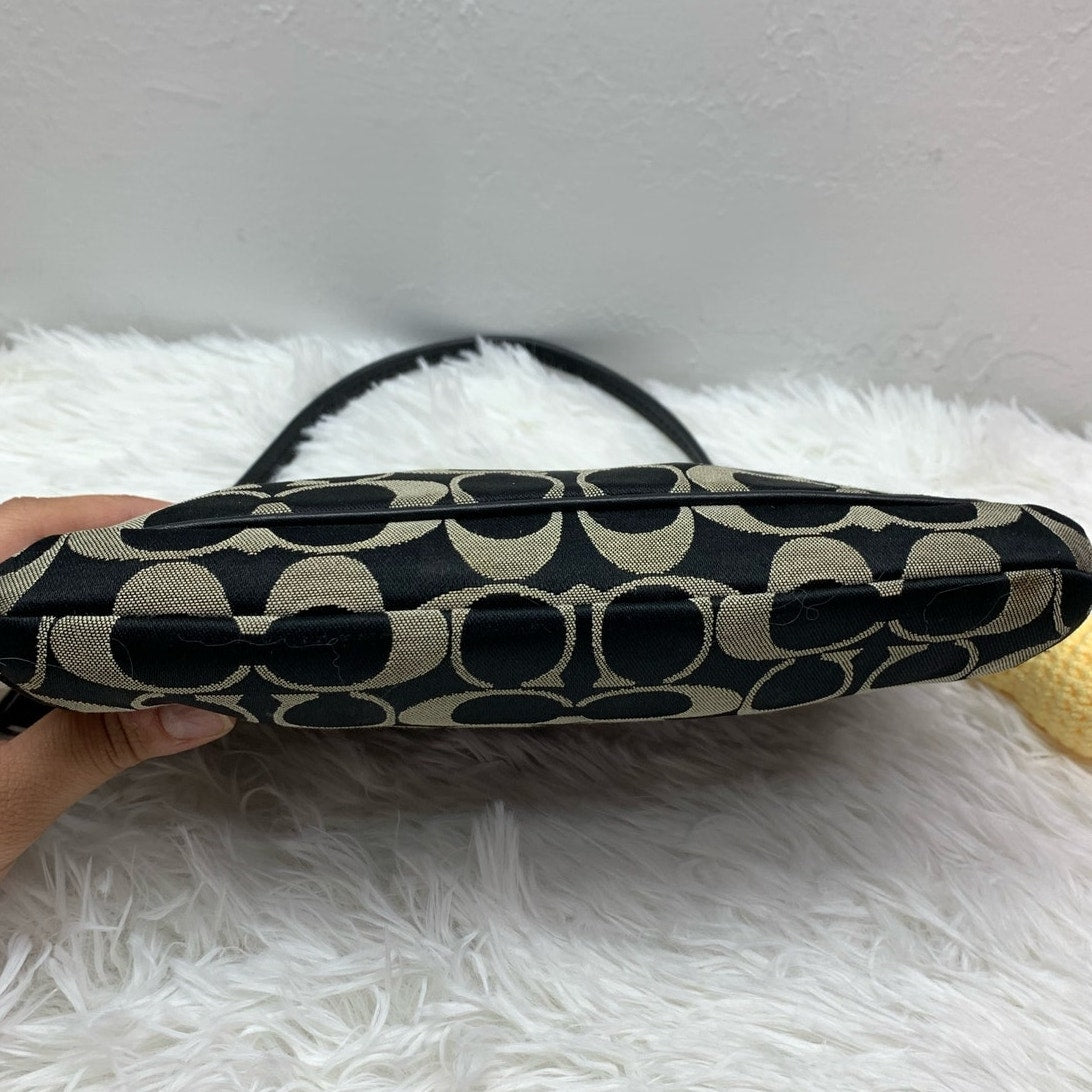 y2k COACH Black Signature Canvas Mini Purse Wristlet with Card Slots