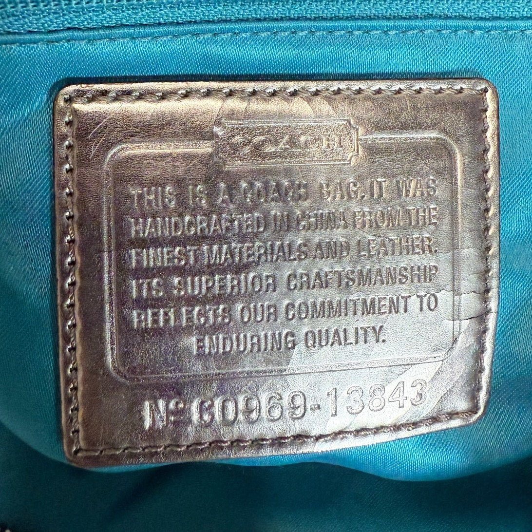 COACH Poppy Purple Silver Signature Shoulder Bag