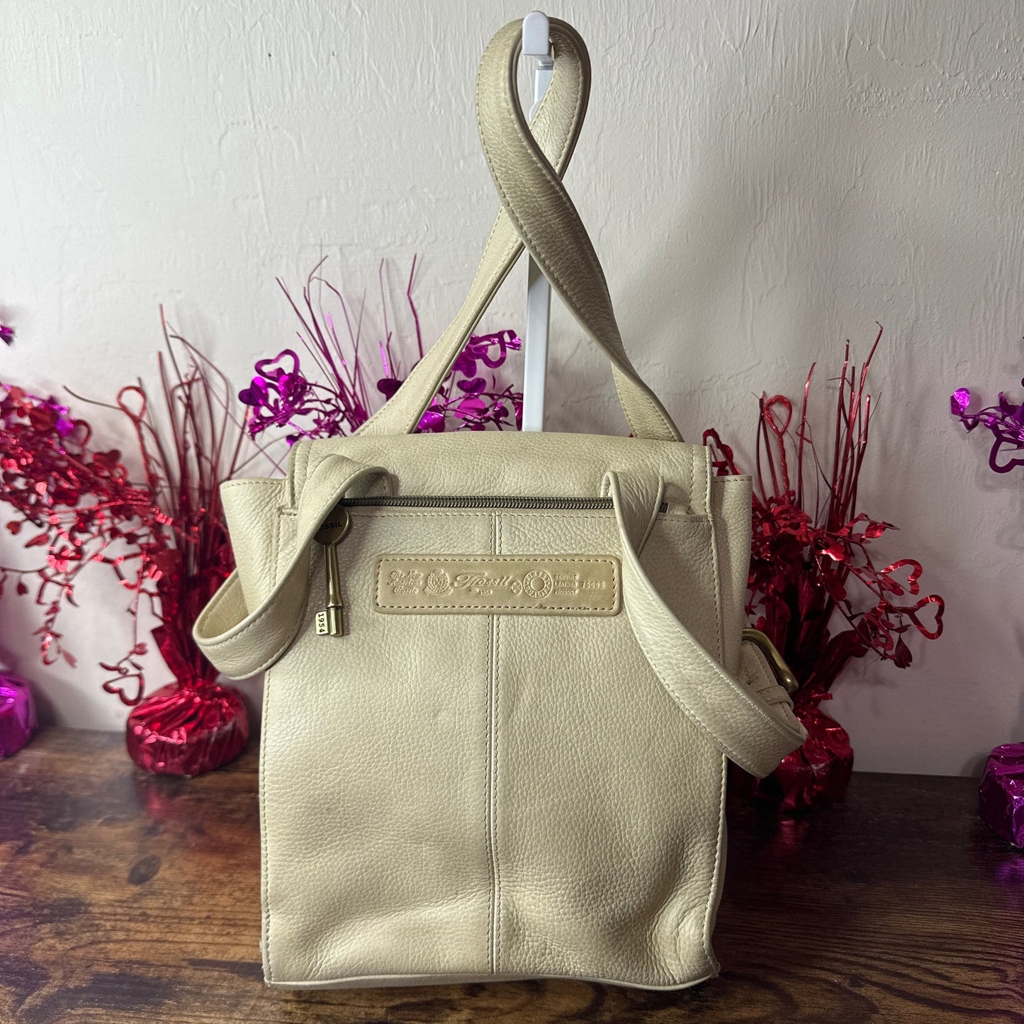 SALE Vintage FOSSIL Beige Crossbody