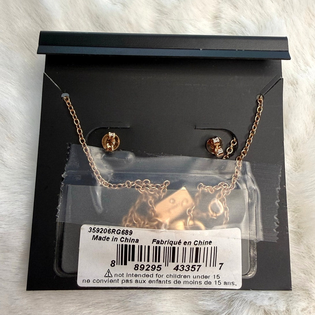 NWT COACH Signature Rose Gold Tone Floral Earrings Studs and Necklace Set