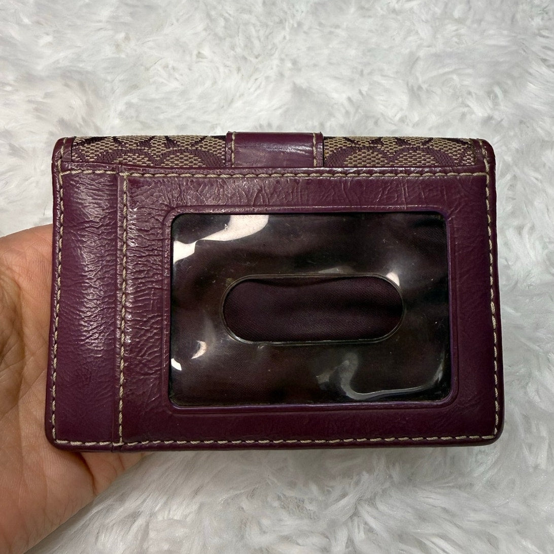y2k COACH Purple Signature Canvas Card Holder