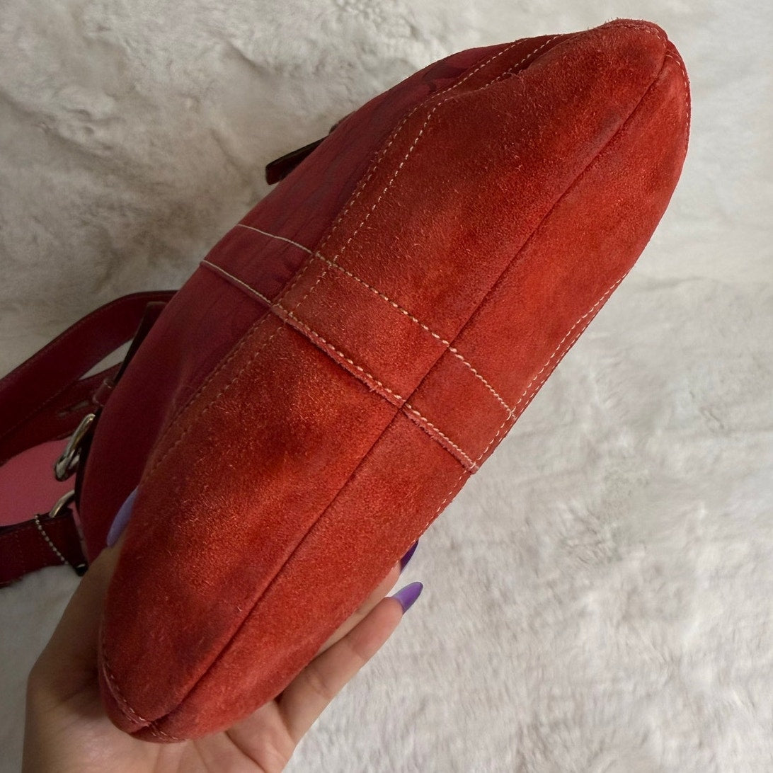 y2k Coach Vintage Soho Red Jacquard Shoulder Bag Crossbody