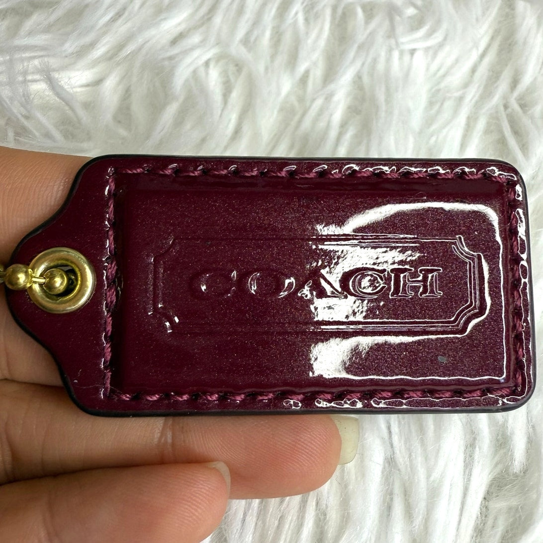 2" COACH Patent Leather Burgundy Fob Bag Charm Hang tag Hangtag