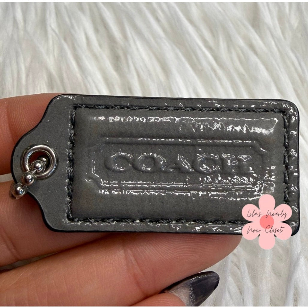 1.5” COACH Gray Fob Bag Charm Hang tag Hangtag