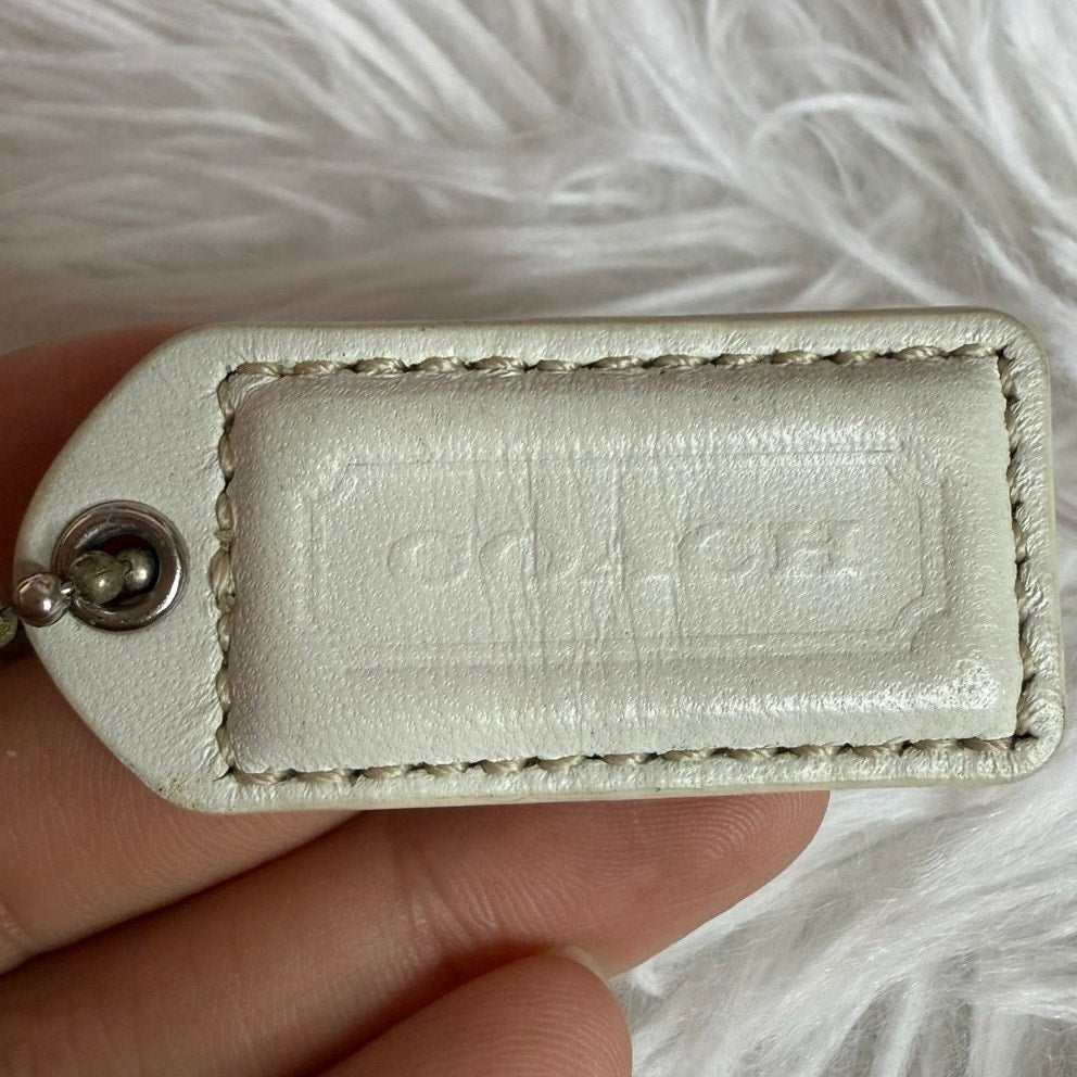 1.5" y2k COACH Vintage White Fob Bag Charm Hang tag Hangtag