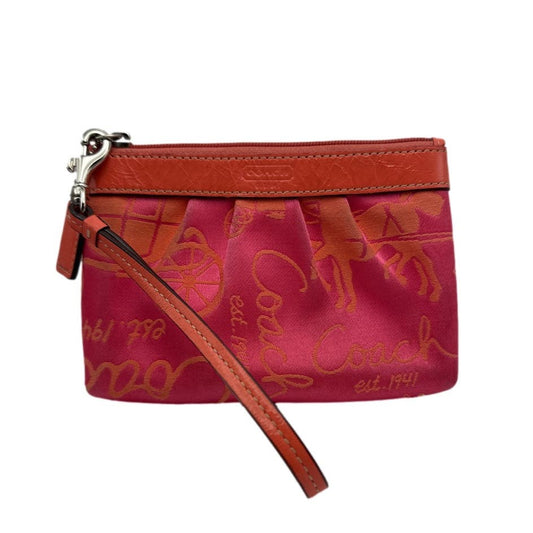 COACH Fuchsia Horse Carriage Canvas Wristlet