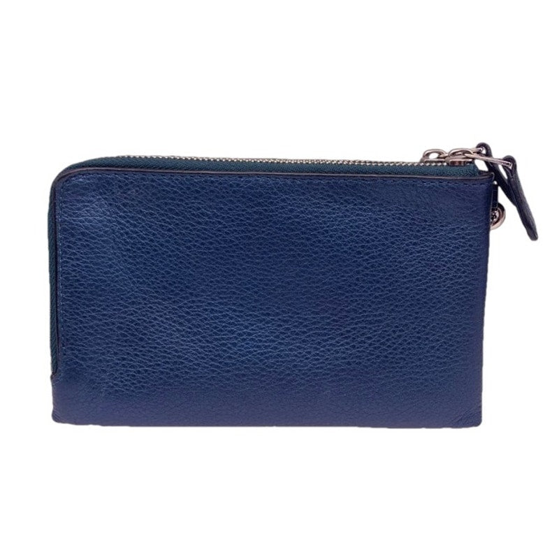 COACH Blue Double Zipper Around Wristlet