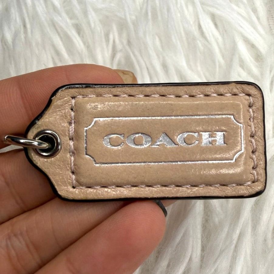 1.5” COACH Beige Fob Bag Charm Hang tag Hangtag