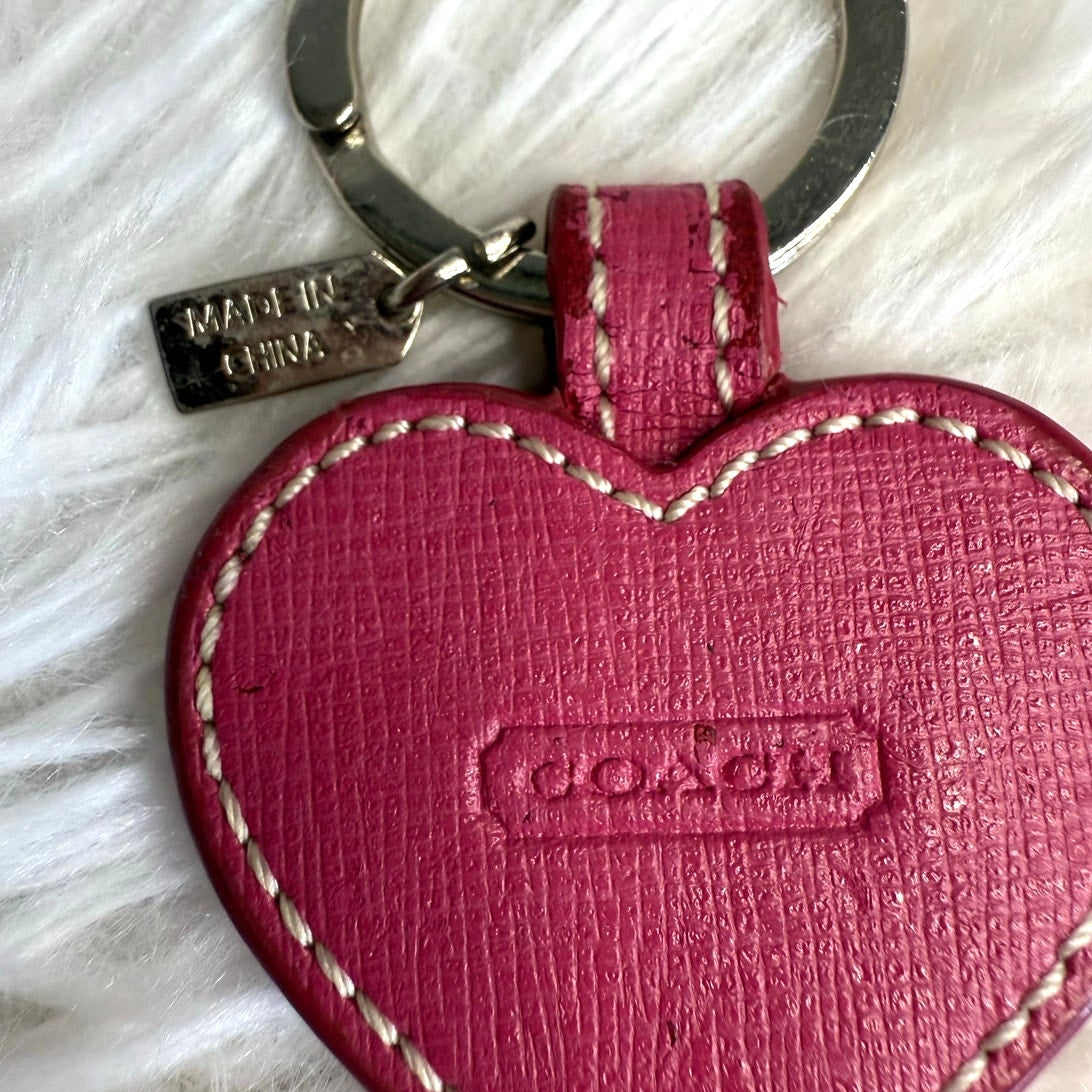 1.5" y2k COACH Pink Heart Bag Charm Key Fob