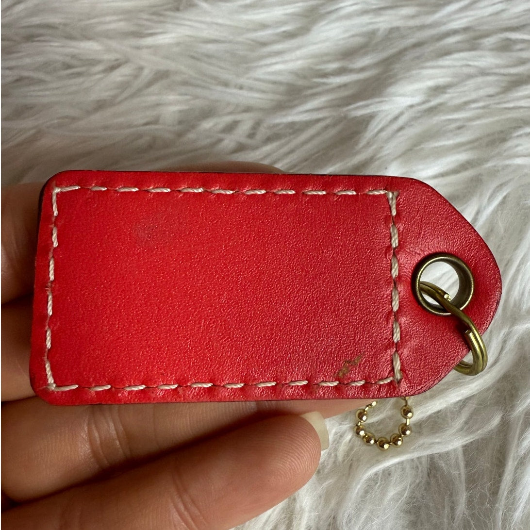 2.5" COACH Red Fob Bag Charm Hang tag Hangtag