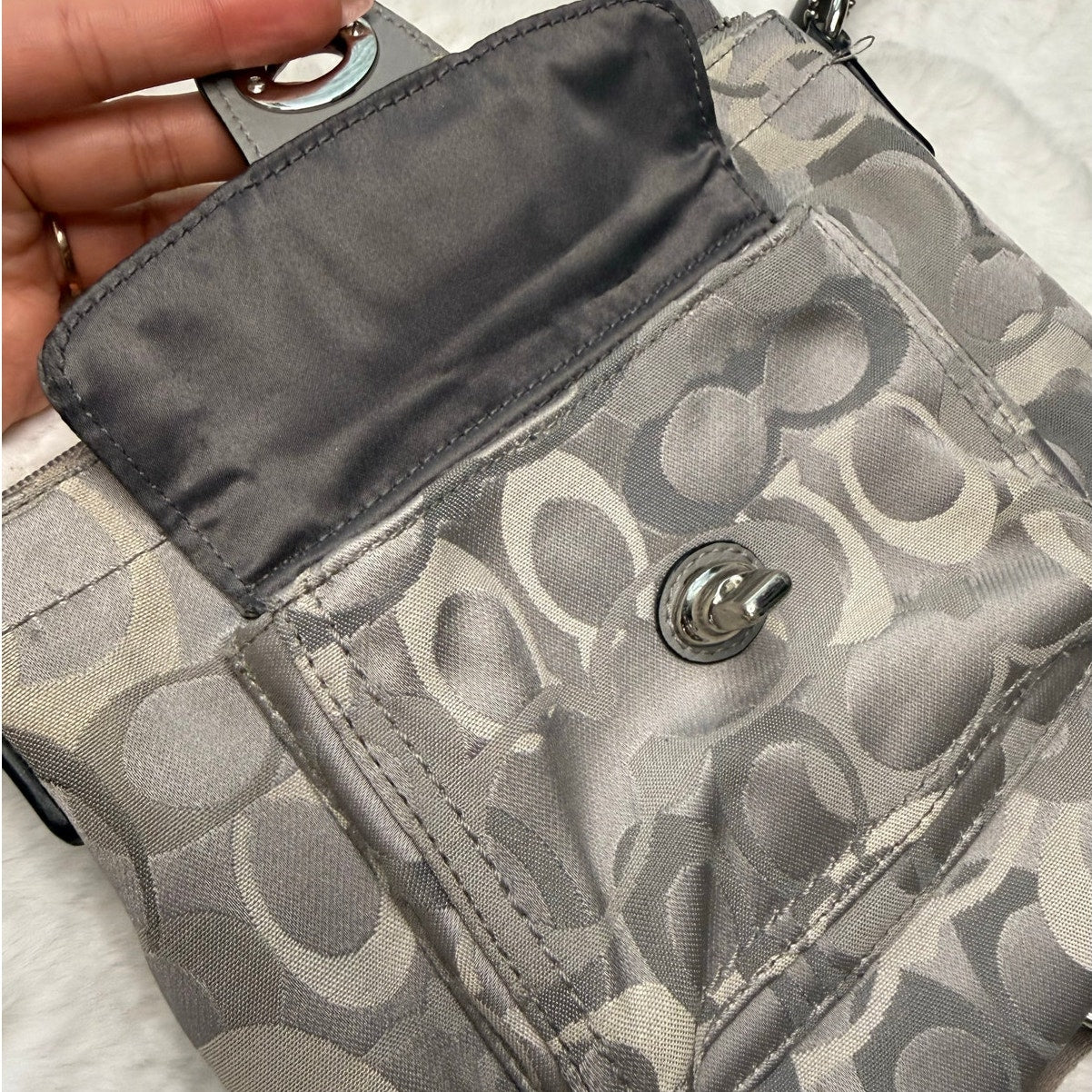 COACH Gray Signature Canvas Crossbody