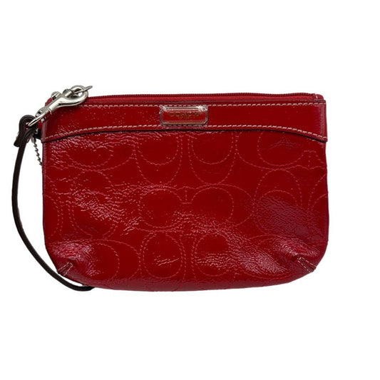 COACH Red Patent Leather Signature Wristlet