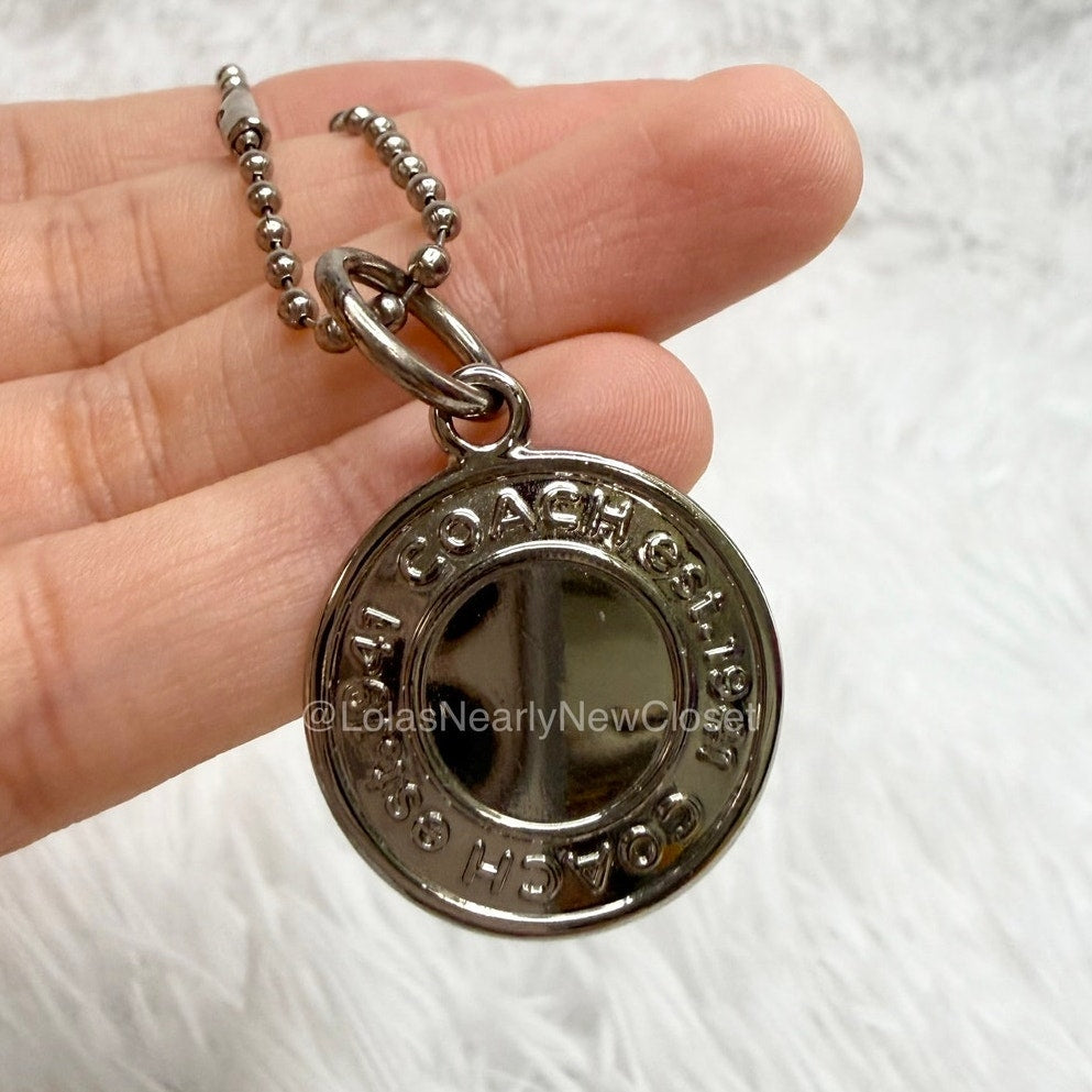 1" COACH Metal Circle Fob Bag Charm Hang tag Hangtag