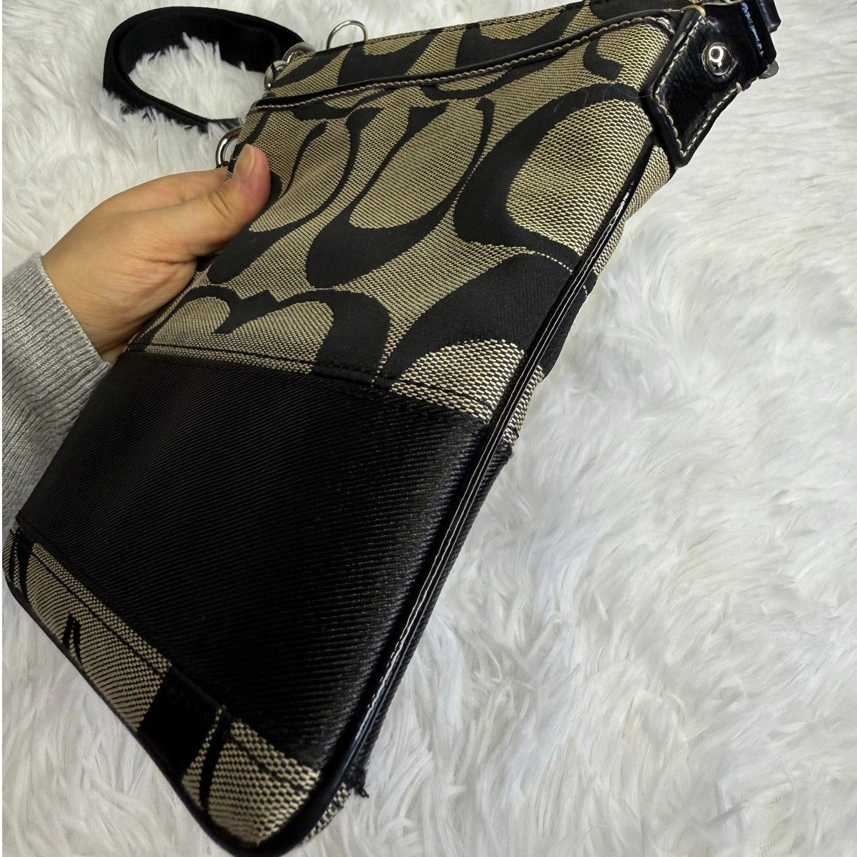 COACH Black Gray Classic Signature Crossbody
